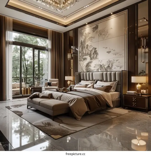 Luxurious Bedroom in Mansion with Balcony