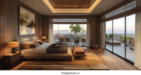 Modern Bedroom with Panoramic View
