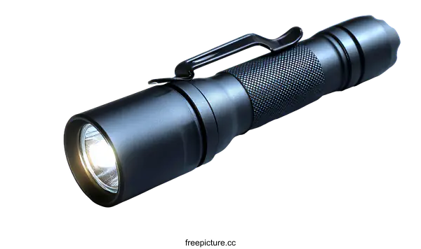 [Transparent Background PNG]Portable LED Flashlight with Clip