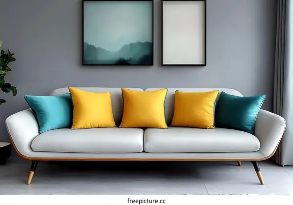 Modern Living Room Sofa with Colorful Cushions