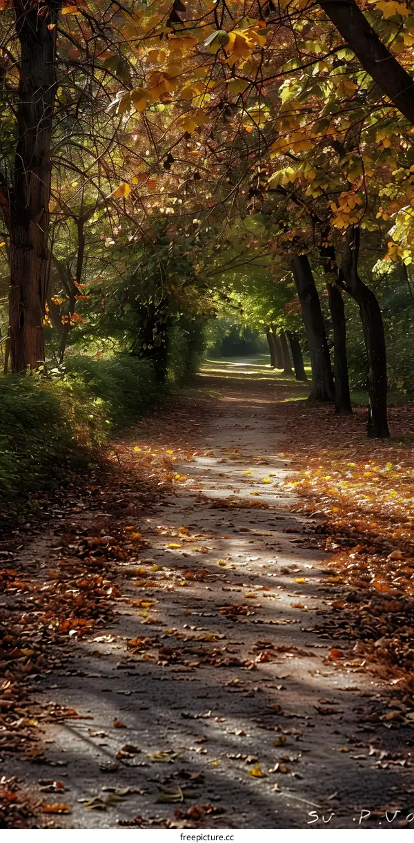The path in the park in autumn