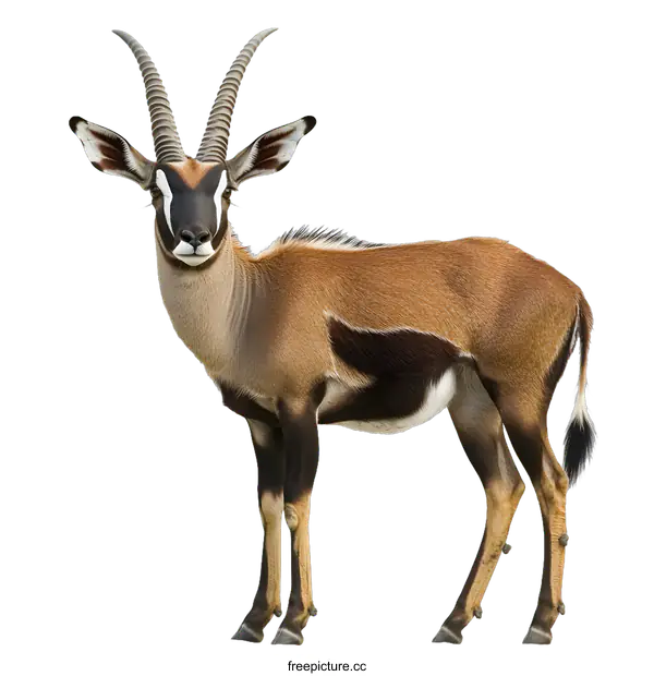 [Transparent Background PNG]Sable Antelope Standing on a White Background