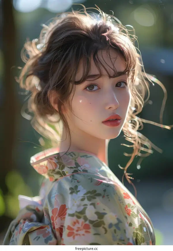 Young Asian Woman in Kimono