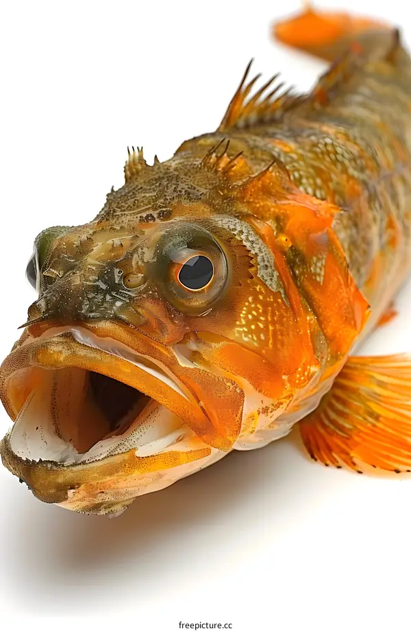 Close-up of a red fish with its mouth open
