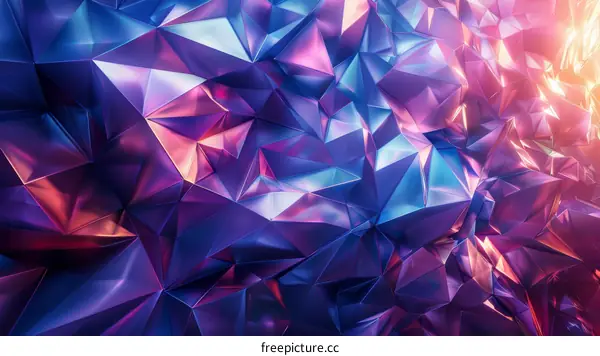 Purple Blue Low Poly Crystal Triangles Background