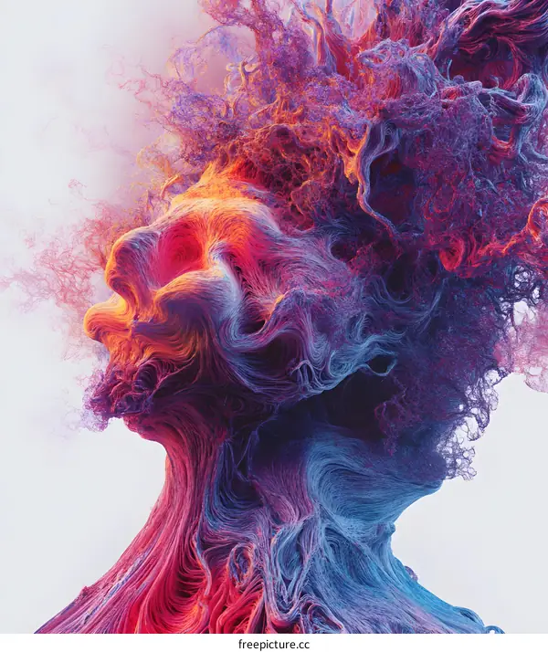 Abstract Art Illustration of a Human Face with Curvy Lines