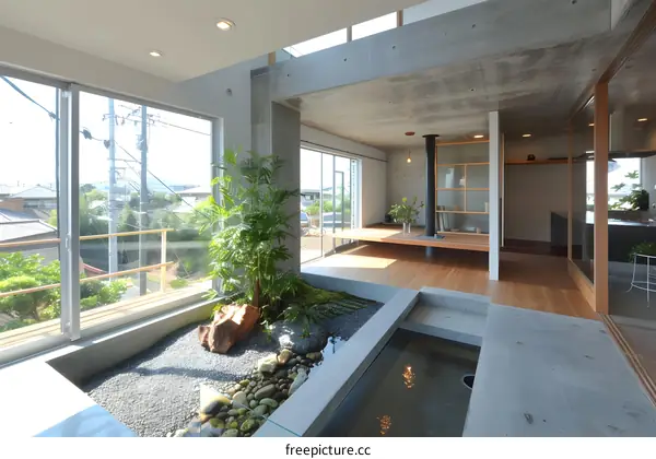 Modern Japanese Home Interior Design with a Zen Garden