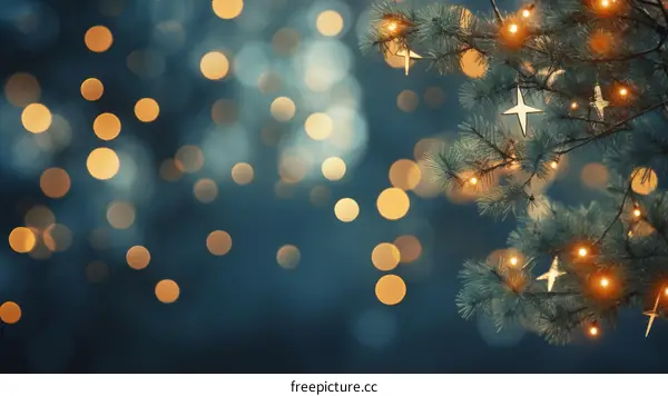 Christmas Tree with Lights and Stars