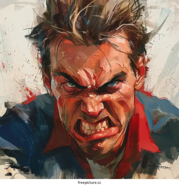 Angry Man Portrait Illustration