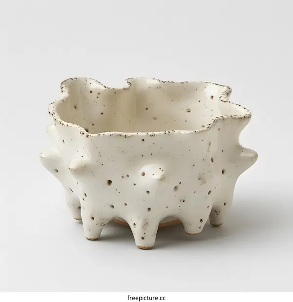 White ceramic bowl with textured surface
