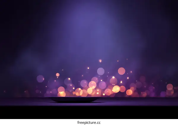 Abstract Purple Background with Glimmering Lights and Plate