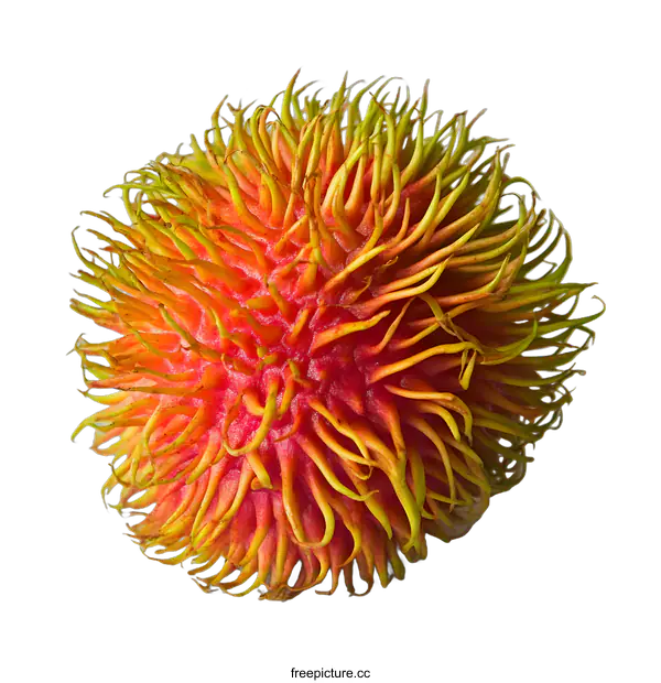 [Transparent Background PNG]Close Up of a Single Red Rambutan