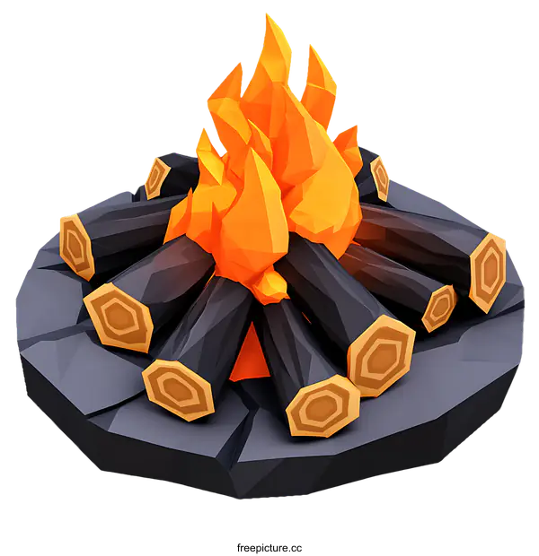 [Transparent Background PNG]Low Poly Campfire Illustration