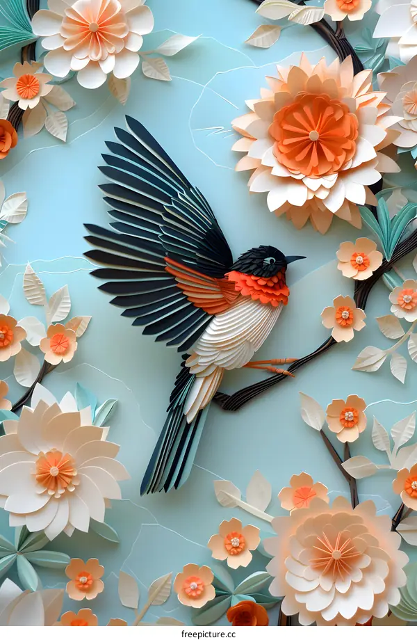 Paper Bird in Floral Paradise