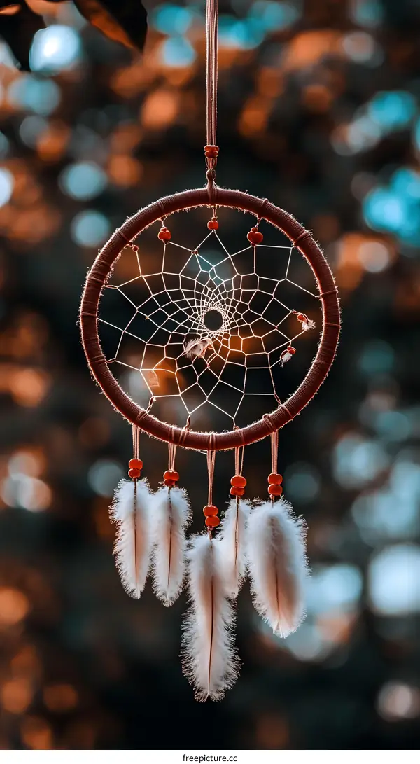 Closeup of a Dreamcatcher with Feathers
