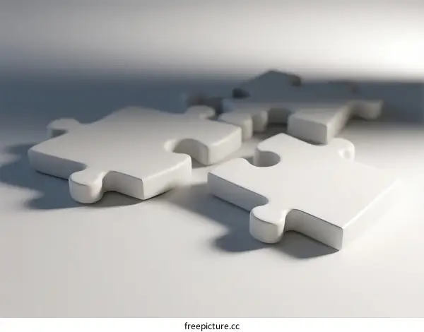 White Puzzle Pieces Arranged Together in a Group