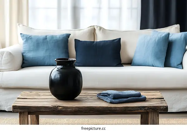 Modern Living Room Decor with Cozy Throw Pillows and Vase