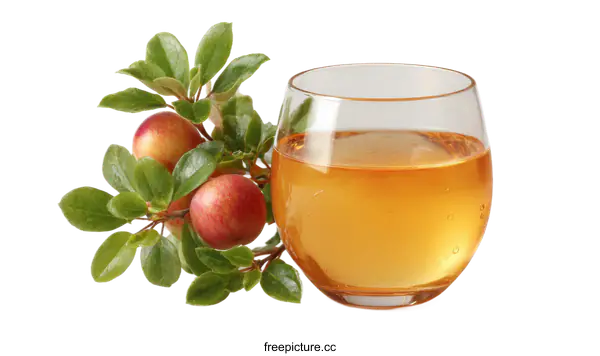 [Transparent Background PNG]Fresh Apple Juice in Glass