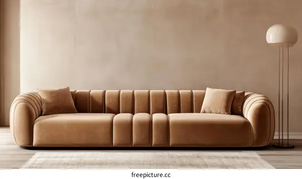 Modern Beige Sofa in a Minimalist Living Room