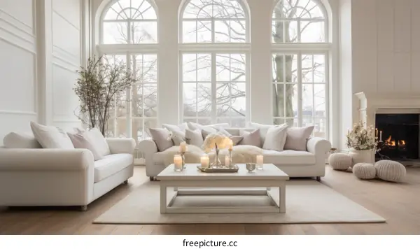 Bright and Airy Scandinavian Living Room With Fireplace