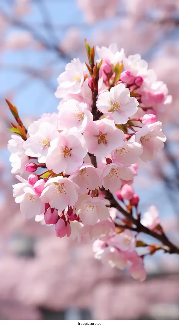 Pink Cherry Blossom Flowers in Full Bloom