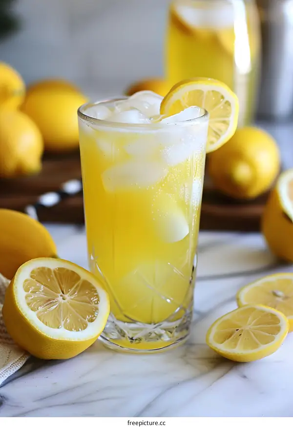 Glass of Lemonade with Lemon Wedges