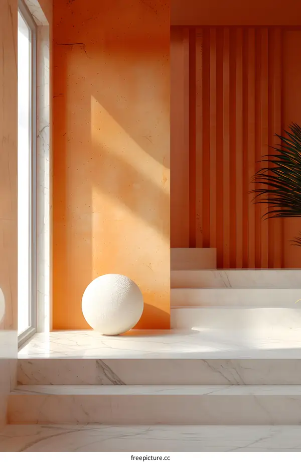 Orange geometric space steps