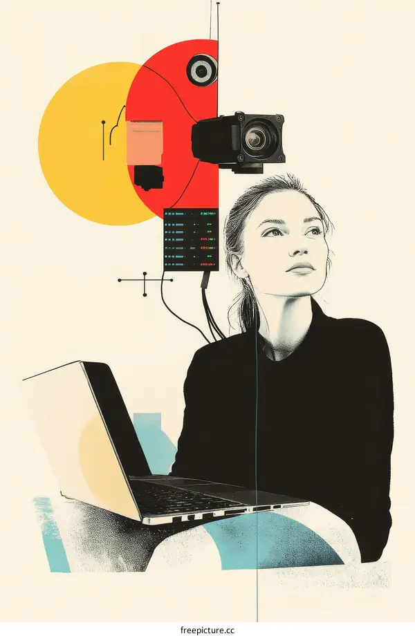 Modern Woman Working with Technology