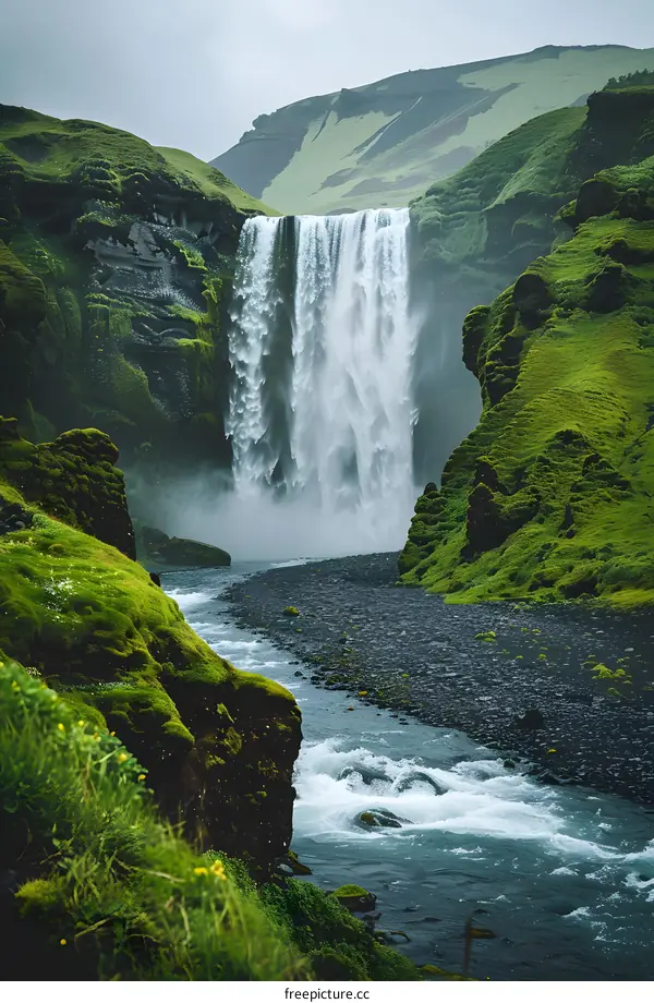 Waterfall in Green Landscape