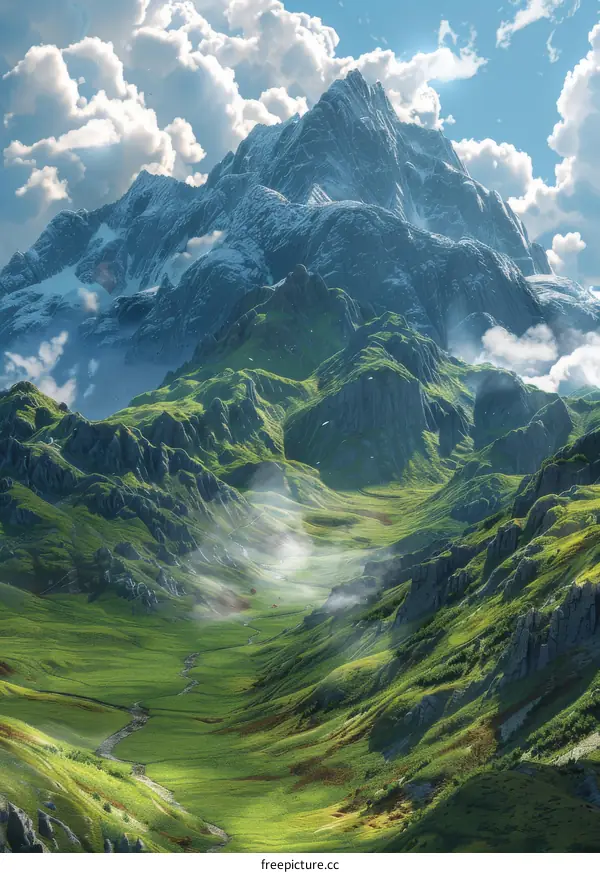 Mystical Mountain Valley: Untouched Wilderness in Harmony with Nature