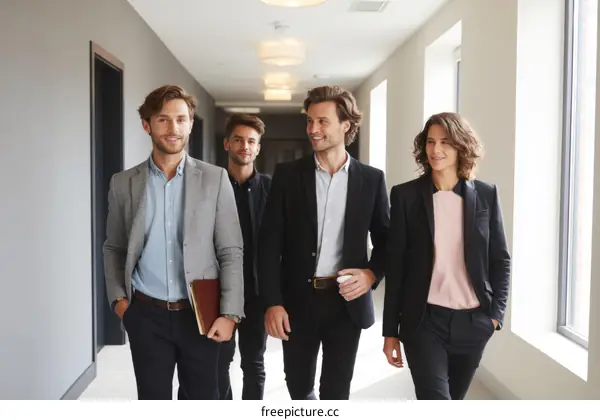 Business Professionals Walking in a Corridor
