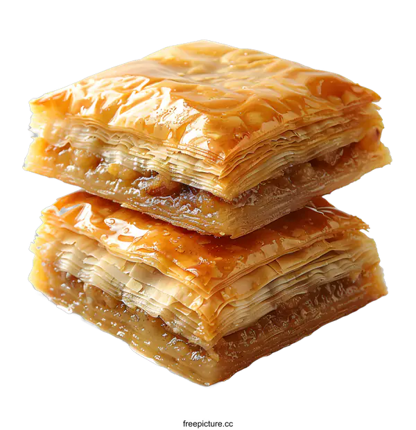 [Transparent Background PNG]Two pieces of baklava pastry