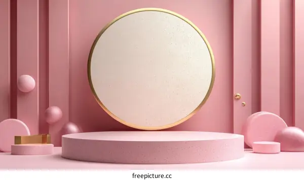 Pink Geometric Display Stand Illustration