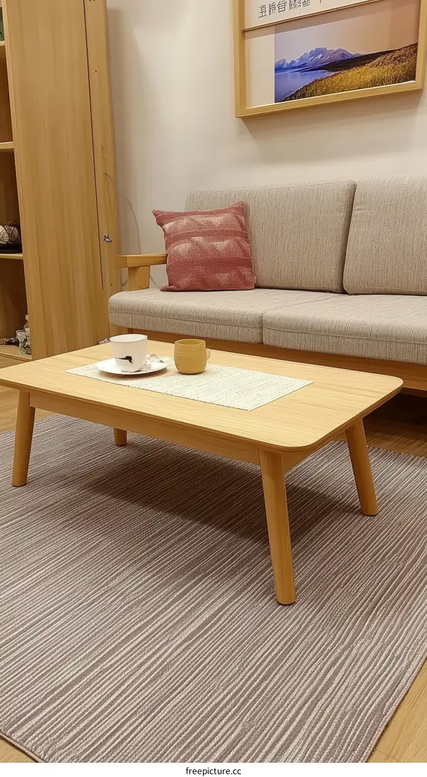 Cozy Living Room Interior Design with Wooden Furniture