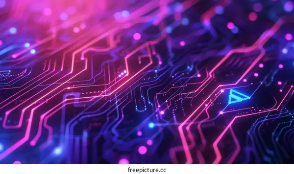 Blue and pink circuit board