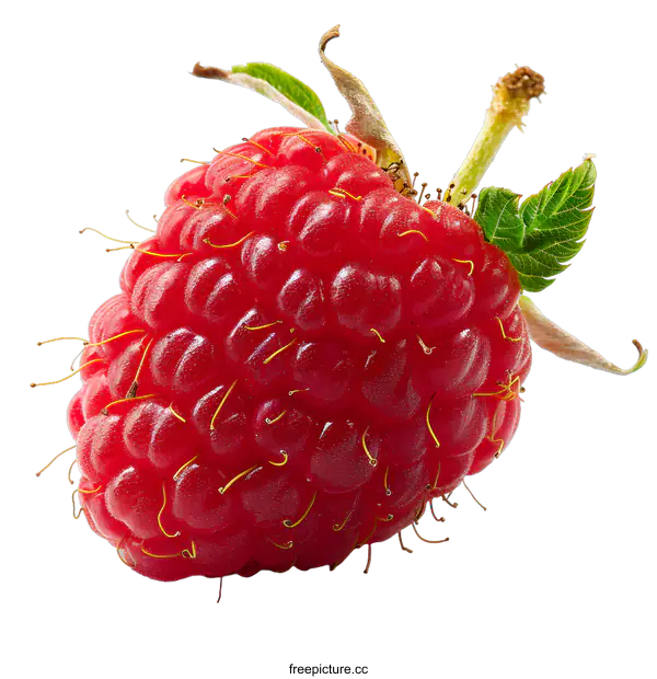 [Transparent Background PNG]single red raspberry isolated on white background