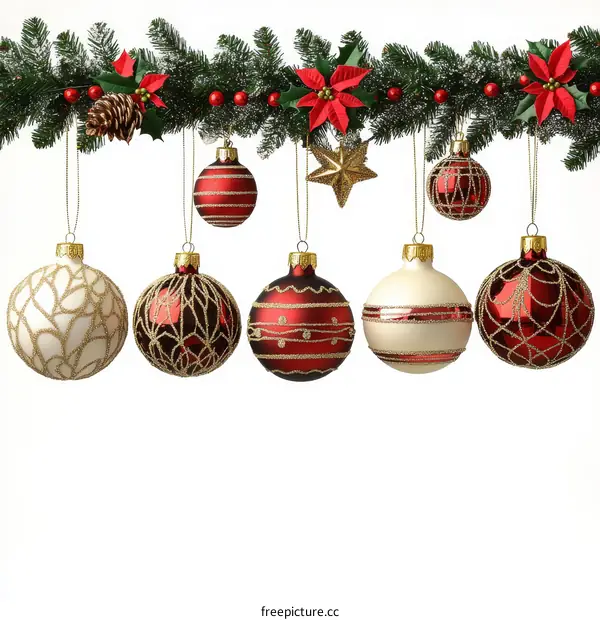 Christmas Ornaments Hanging on a Garland