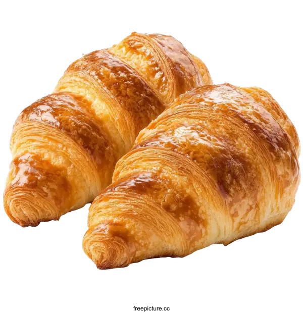 [Transparent Background PNG]Two Delicious Croissants on White Background