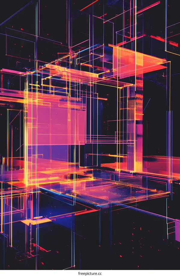 Neon Light Abstract Geometric Shape Design