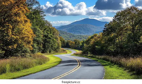 Autumn Mountain Road Scenic View