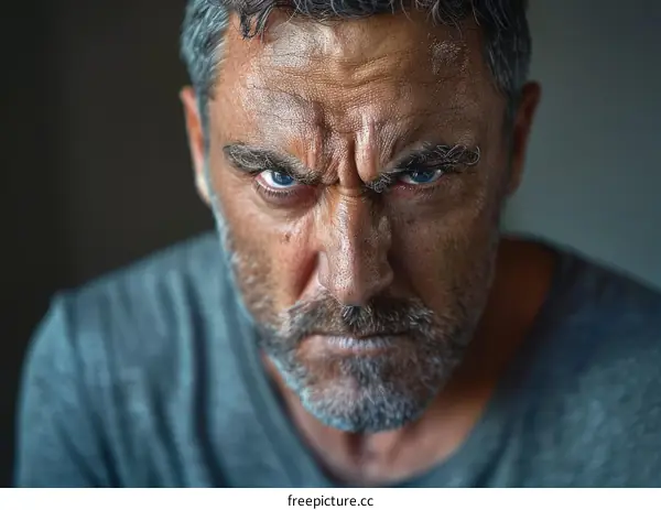 Close-up Portrait of an Angry Man