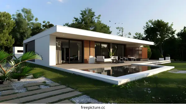 Modern House With Swimming Pool And Garden Design