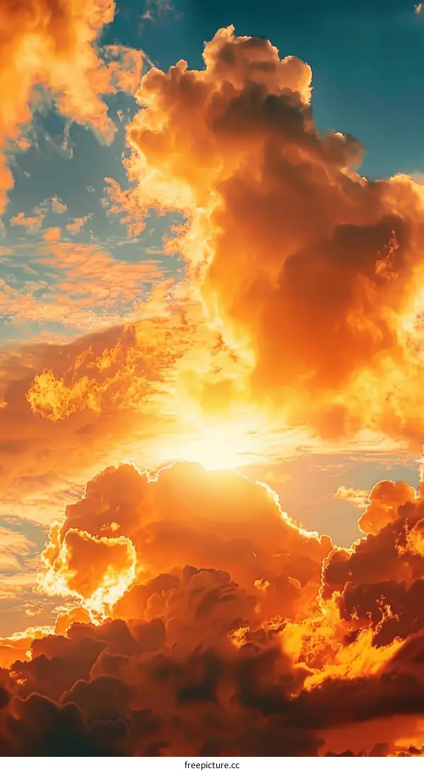 Amazing sunset sky with vibrant orange and yellow colors