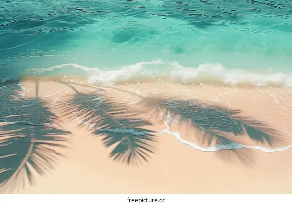 Beach with palm tree shadows