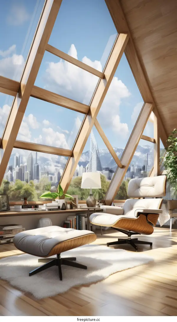Modern Living Room with City Views and Large Windows
