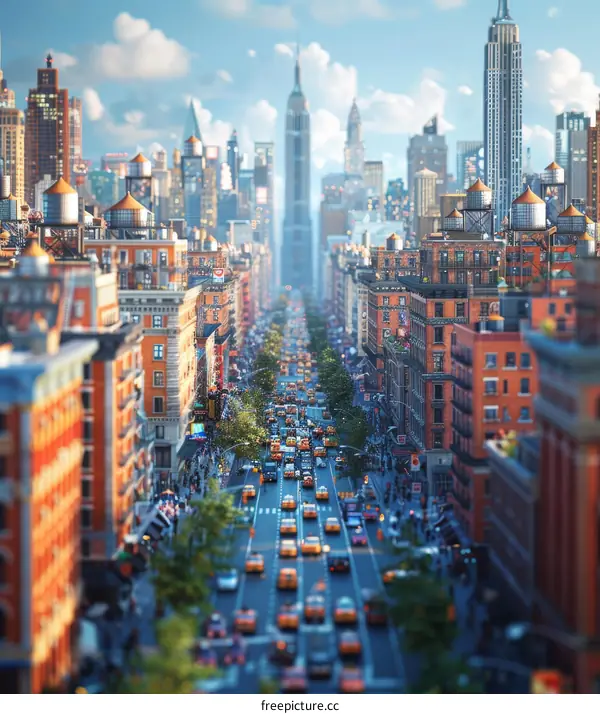 New York City Street View with Many People