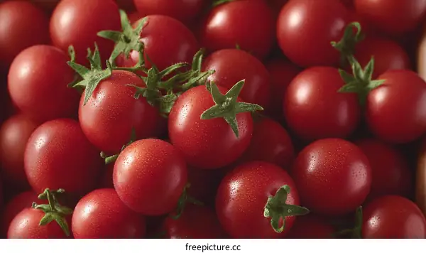 Freshly Harvested Red Cherry Tomatoes