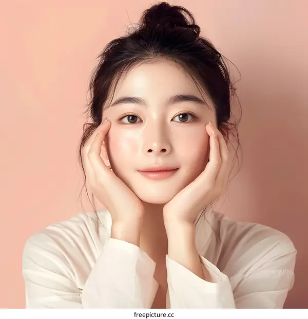 Portrait of Young Asian Woman with Soft Skin