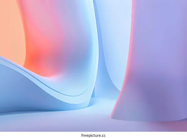 Abstract 3D Rendered Curved Shapes with Pastel Colors