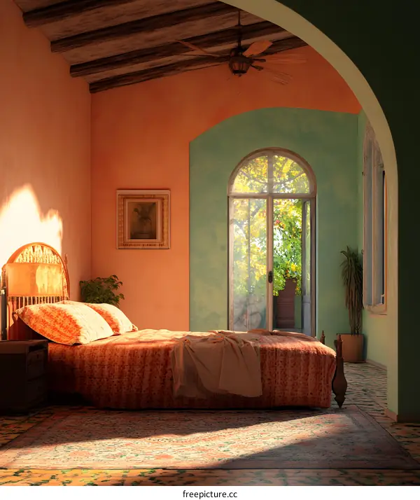 Bedroom Interior Design With Archway And View